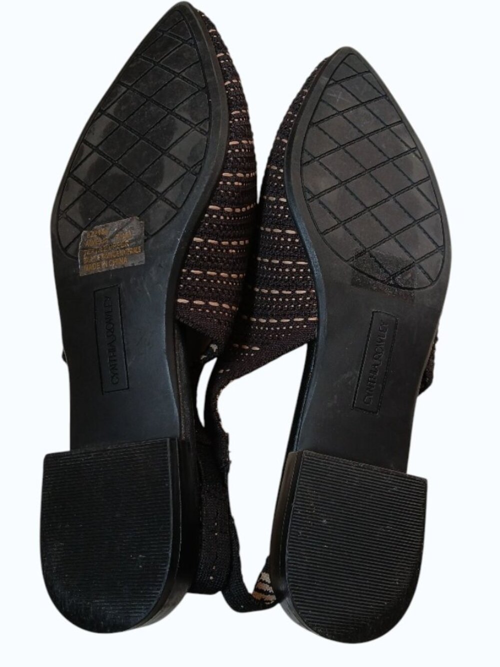 CYNTHIA ROWLEY Amelia Black & Tan Tweed Flat Slingbacks -Like New - Picture 10 of 12